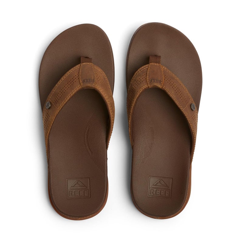 REEF Cushion Lux Mens Flip Flop, Ultra Soft Cushion Footbed, Full Grain Leather Strap, Toffee, 8 - Image 3